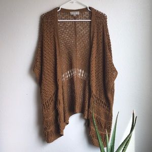 Oversized Rust Crochet Cardigan Sweater